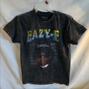 Eazy-E Compton Ruthless records hip hop rapper distressed dark gray wash t-shirt
